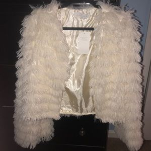 white shaggy jacket